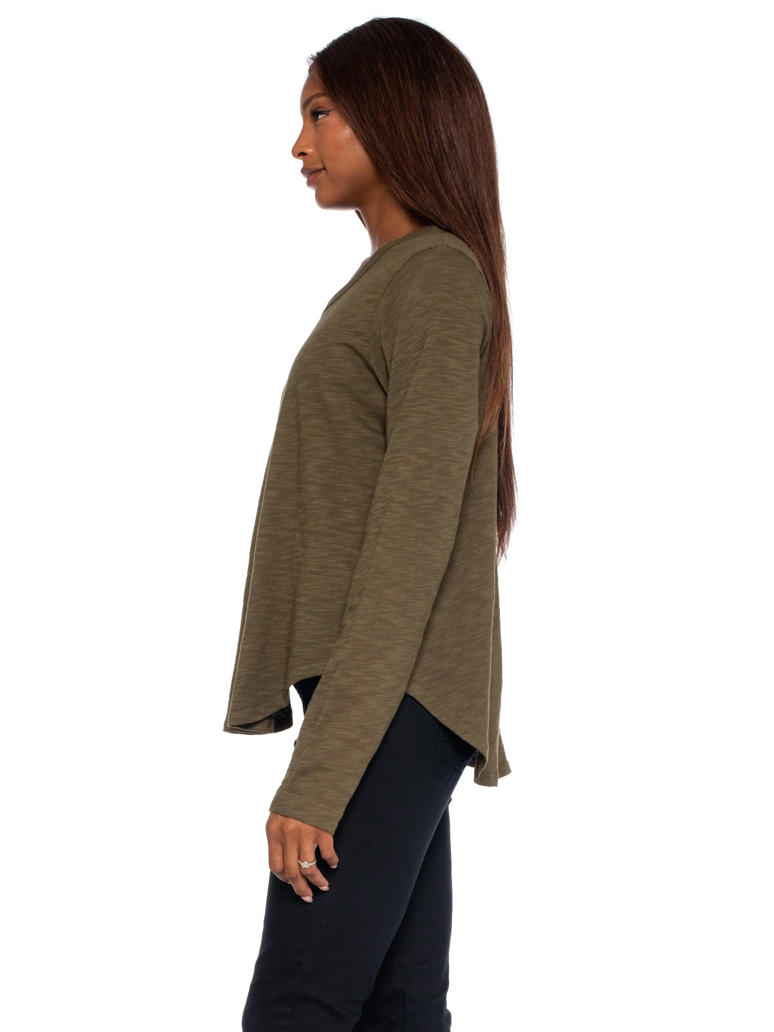 Shrunken Crew L/S Shirttail Slub Tee