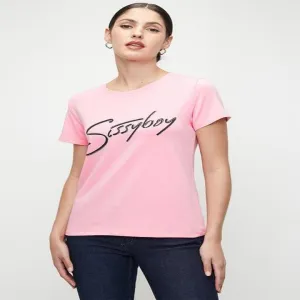 Sissy Boy Lucille: Regular Fit Multi-Technique Logo Top - Bubblegum Pink