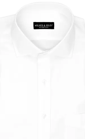 Slim Fit White Solid English Spread Collar Supima® Cotton Non-Iron Pinpoint Oxford Dress Shirt