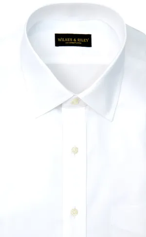Slim Fit White Solid Spread Collar Supima® Cotton Non-Iron Pinpoint Oxford Dress Shirt