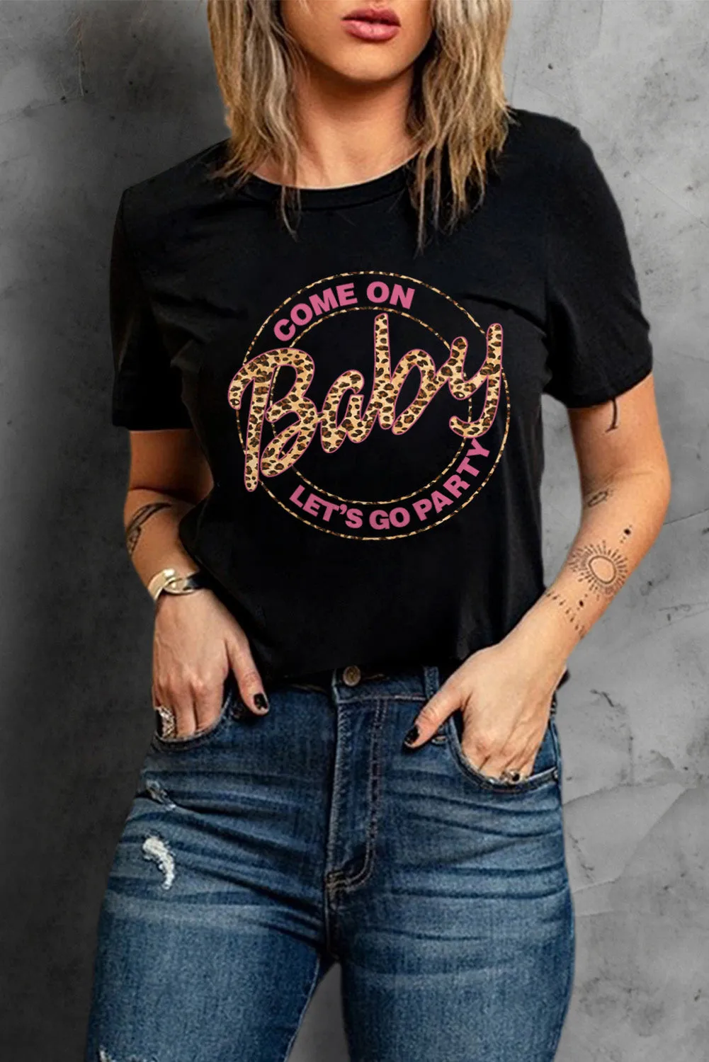 Slogan  Printed Crew Neck Graphic T Shirt