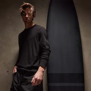Slub Jersey Long Sleeve Crew - Black