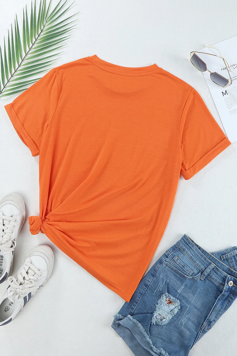 Solid Color Crew Neck Tee