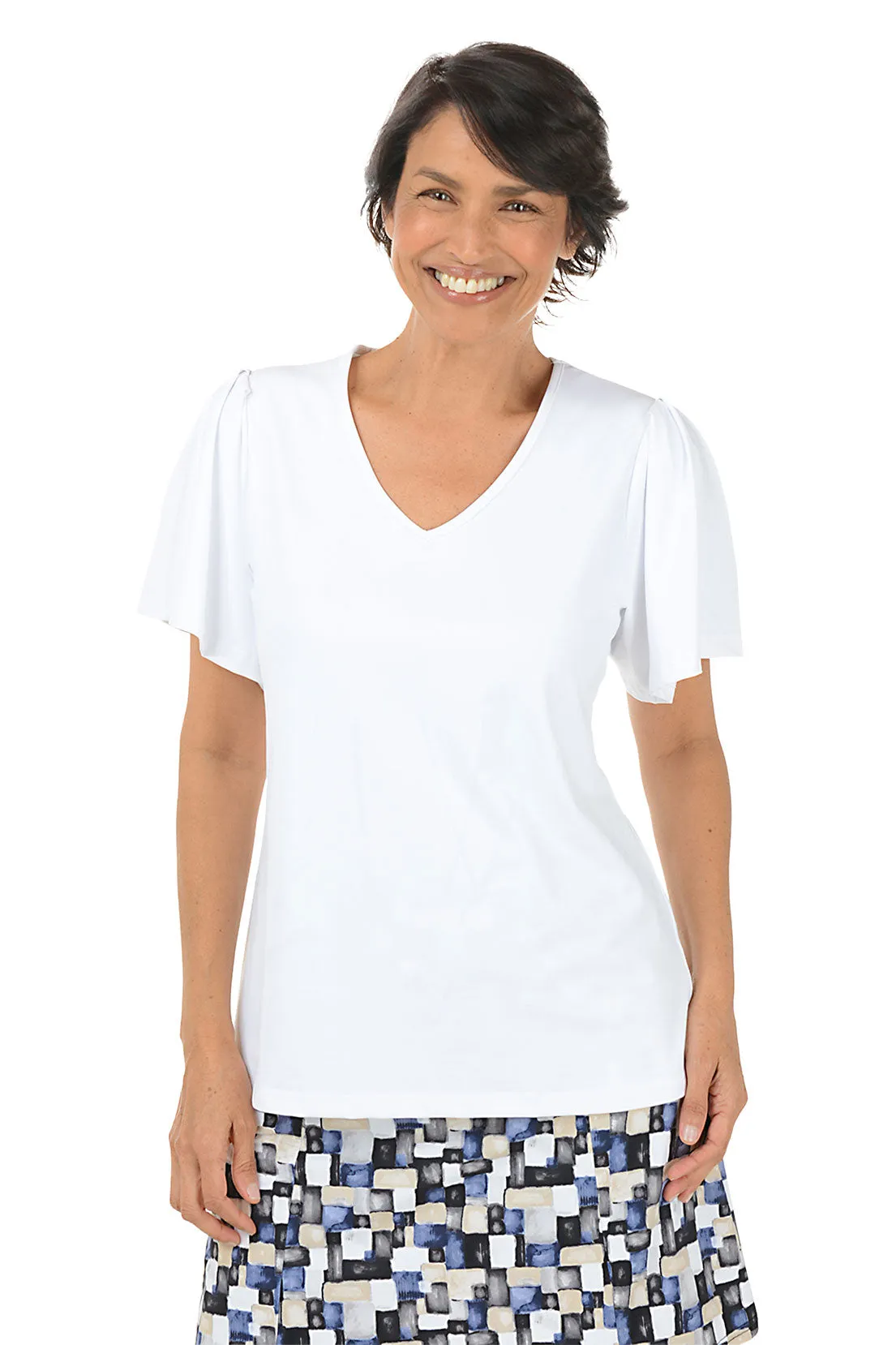 Solid UPF50  Flutter Sleeve Top