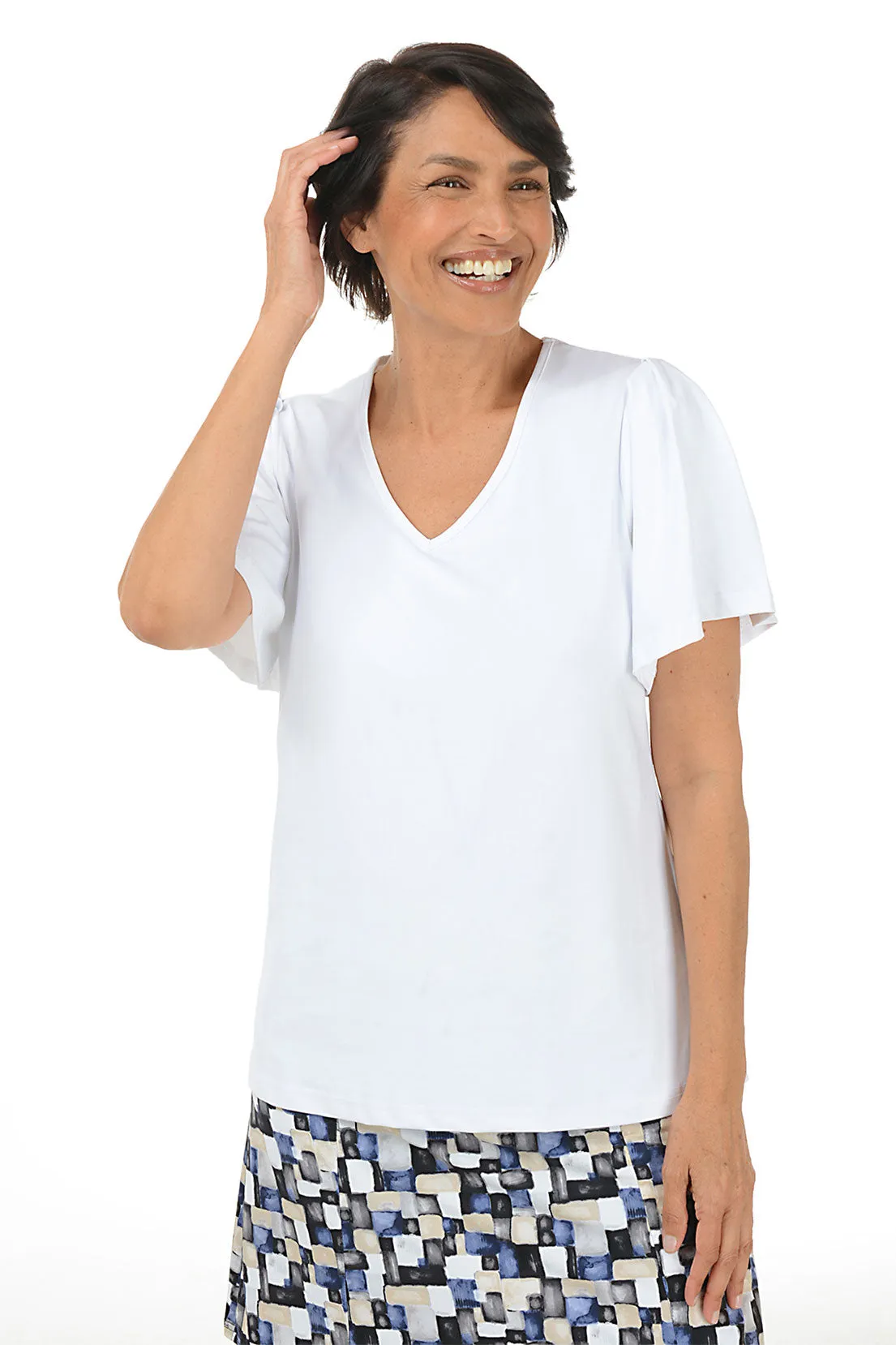 Solid UPF50  Flutter Sleeve Top