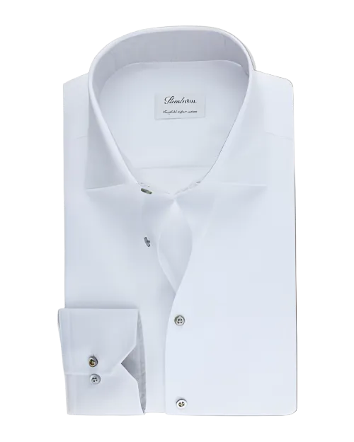 STENTROMS | Fitted Body Grey Button Down Shirt | White