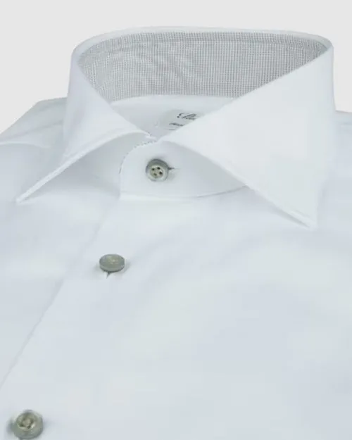 STENTROMS | Fitted Body Grey Button Down Shirt | White