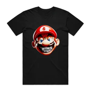 Streetwear Official Grillz Mario Black Tee