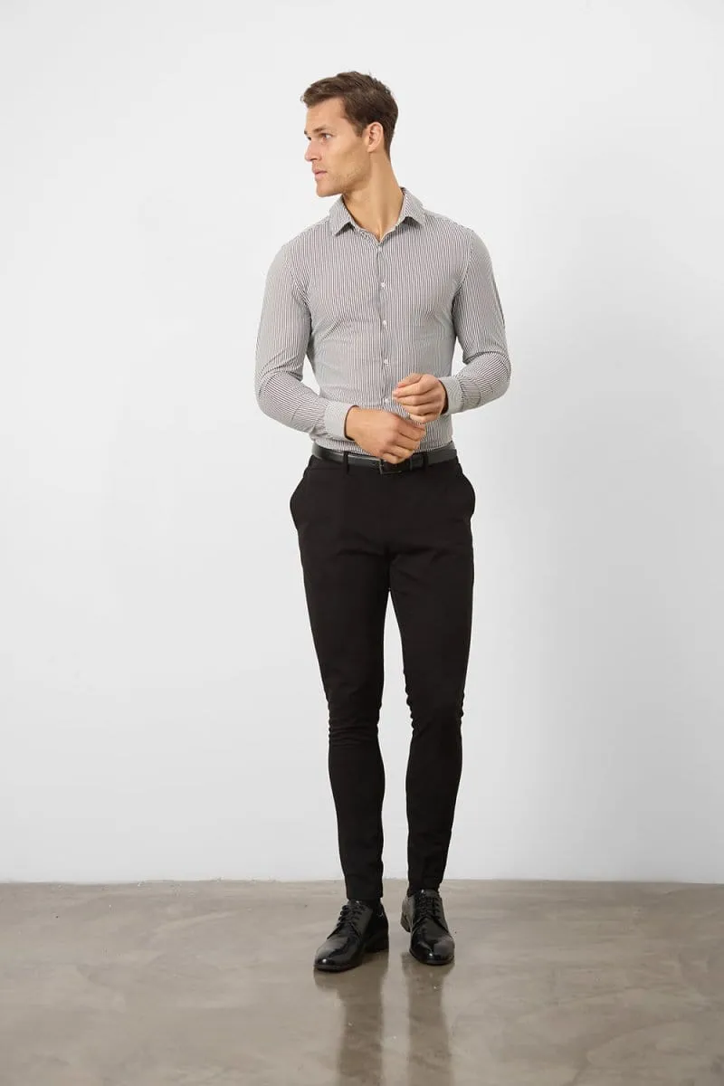 Striped Stretch Formal Shirt in Grey