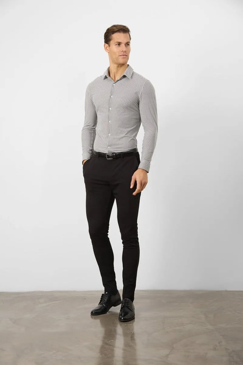 Striped Stretch Formal Shirt in Grey
