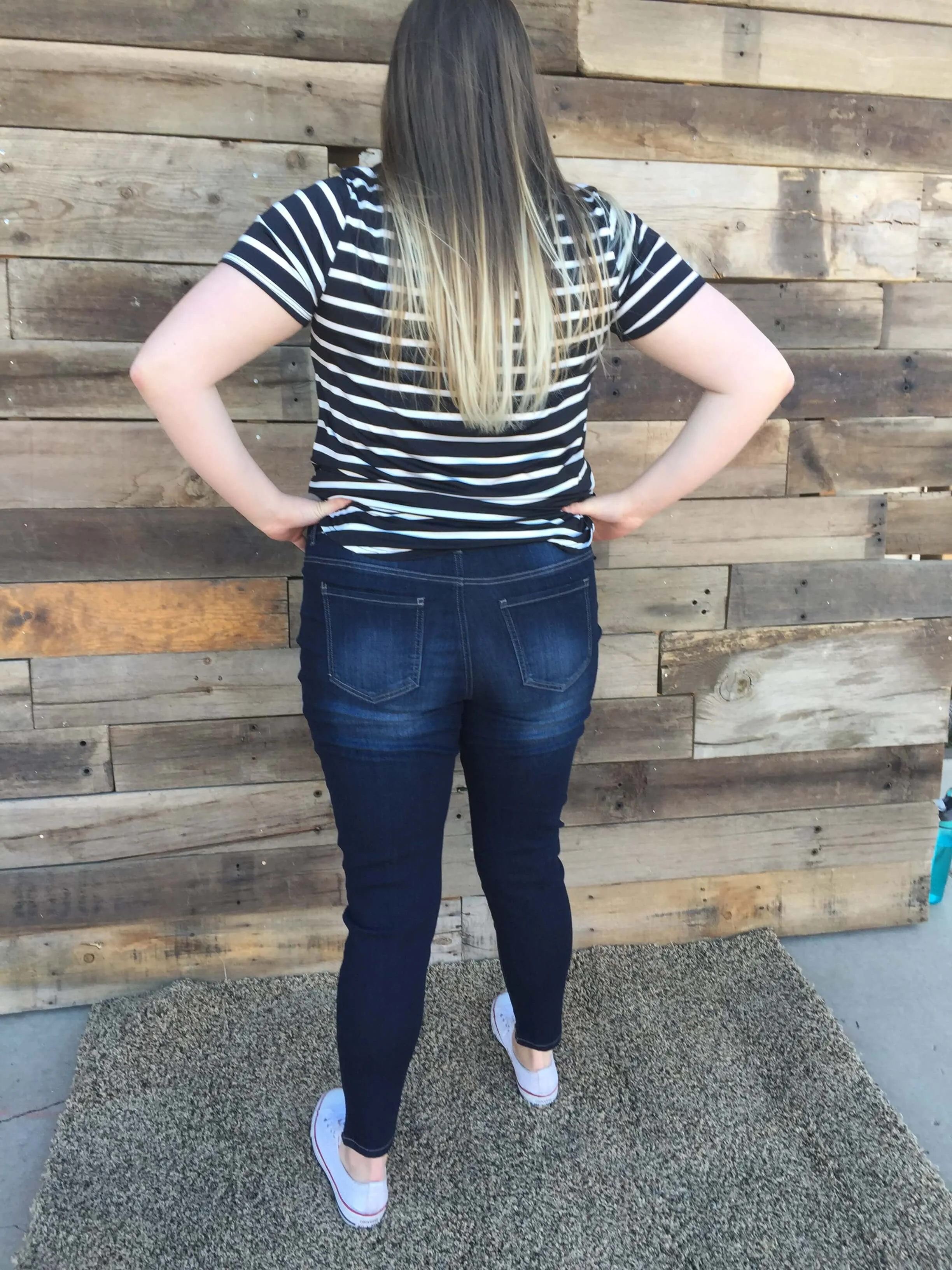 Striped V Neck Tee