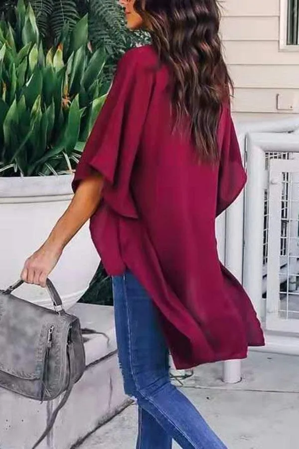Stunncal V-neck Loose Raglan Top