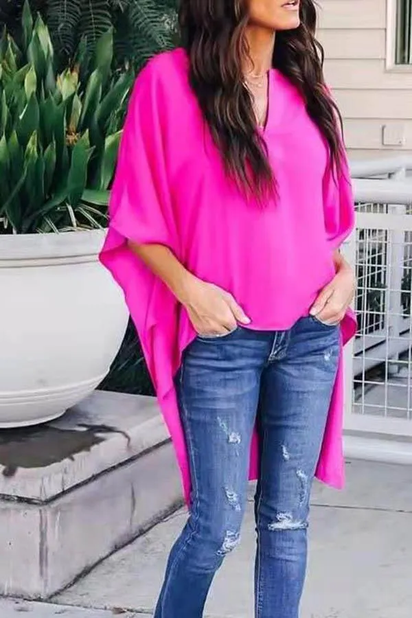 Stunncal V-neck Loose Raglan Top