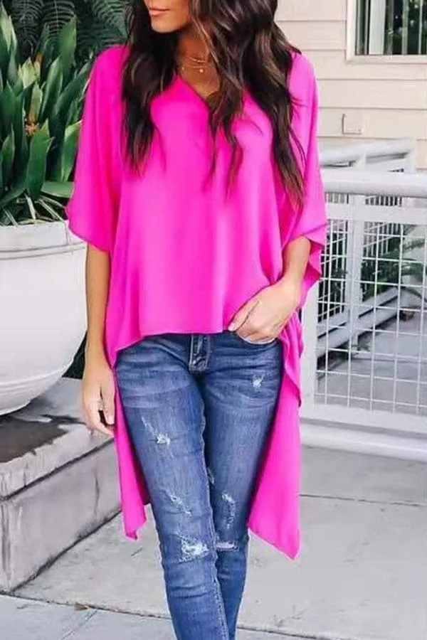 Stunncal V-neck Loose Raglan Top
