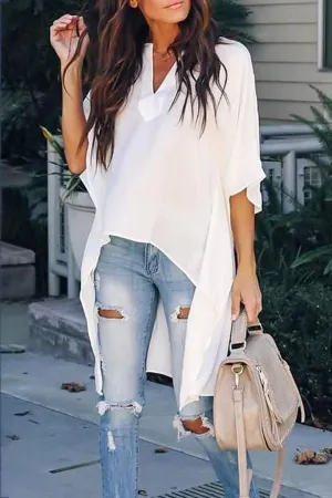 Stunncal V-neck Loose Raglan Top