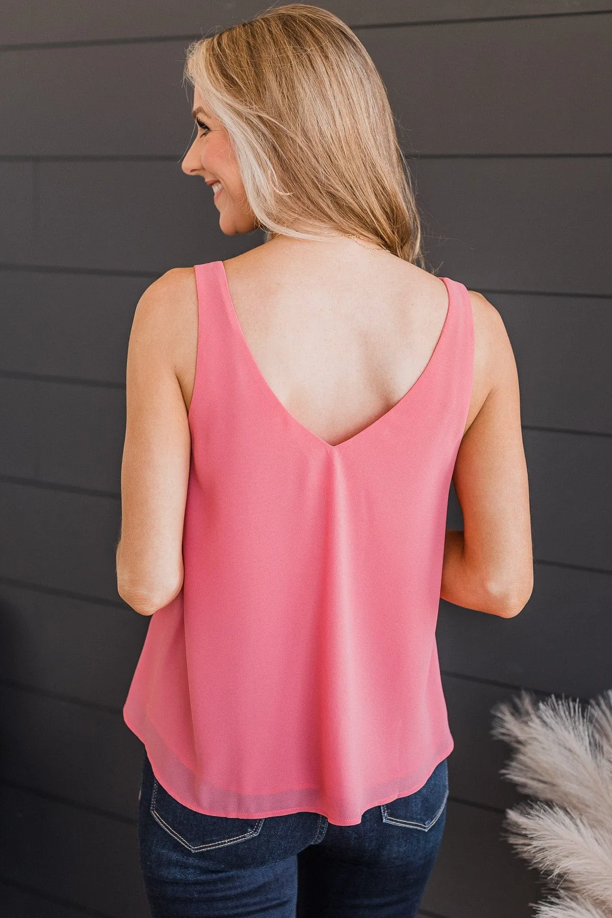 Sweet Simplicity V-Neck Tank Top- Pink