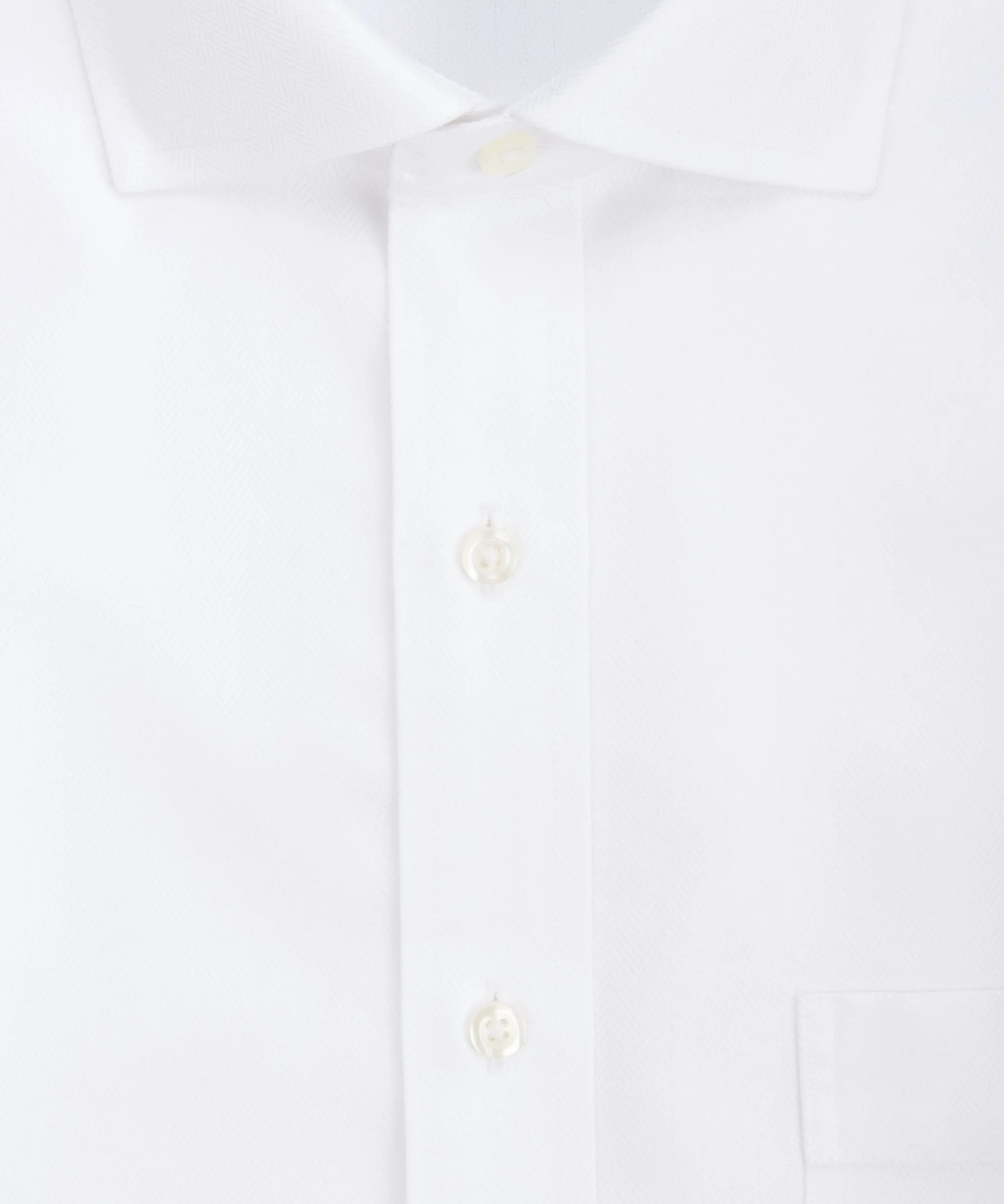 Tailored fit White Herringbone English Spread Collar Supima® Cotton Non-Iron Dress Shirt (B/T)