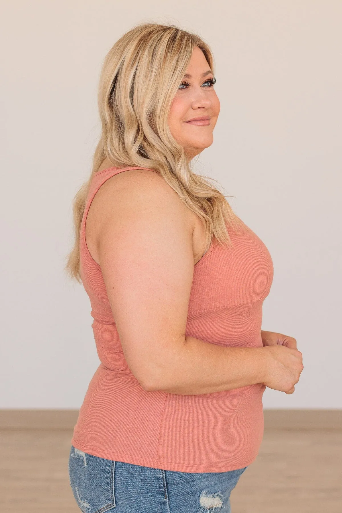 Taking Names V-Neck Tank- Dark Peach