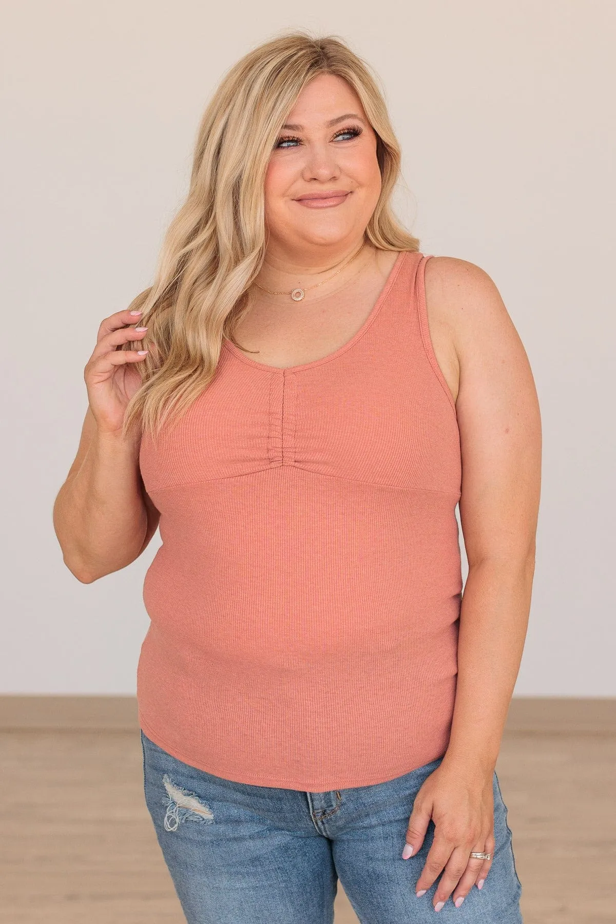 Taking Names V-Neck Tank- Dark Peach
