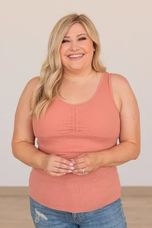 Taking Names V-Neck Tank- Dark Peach