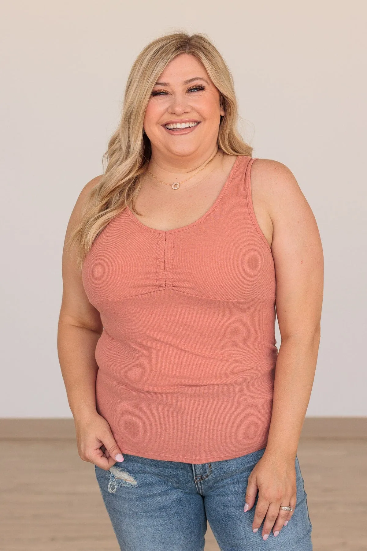 Taking Names V-Neck Tank- Dark Peach
