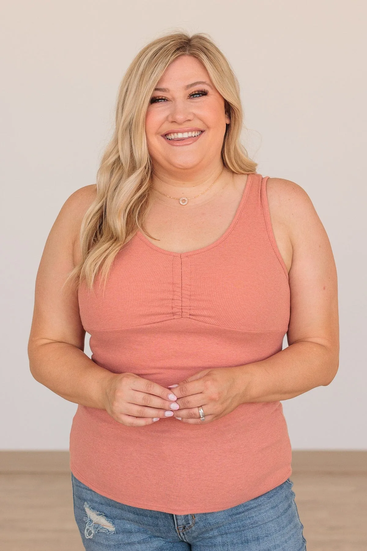 Taking Names V-Neck Tank- Dark Peach