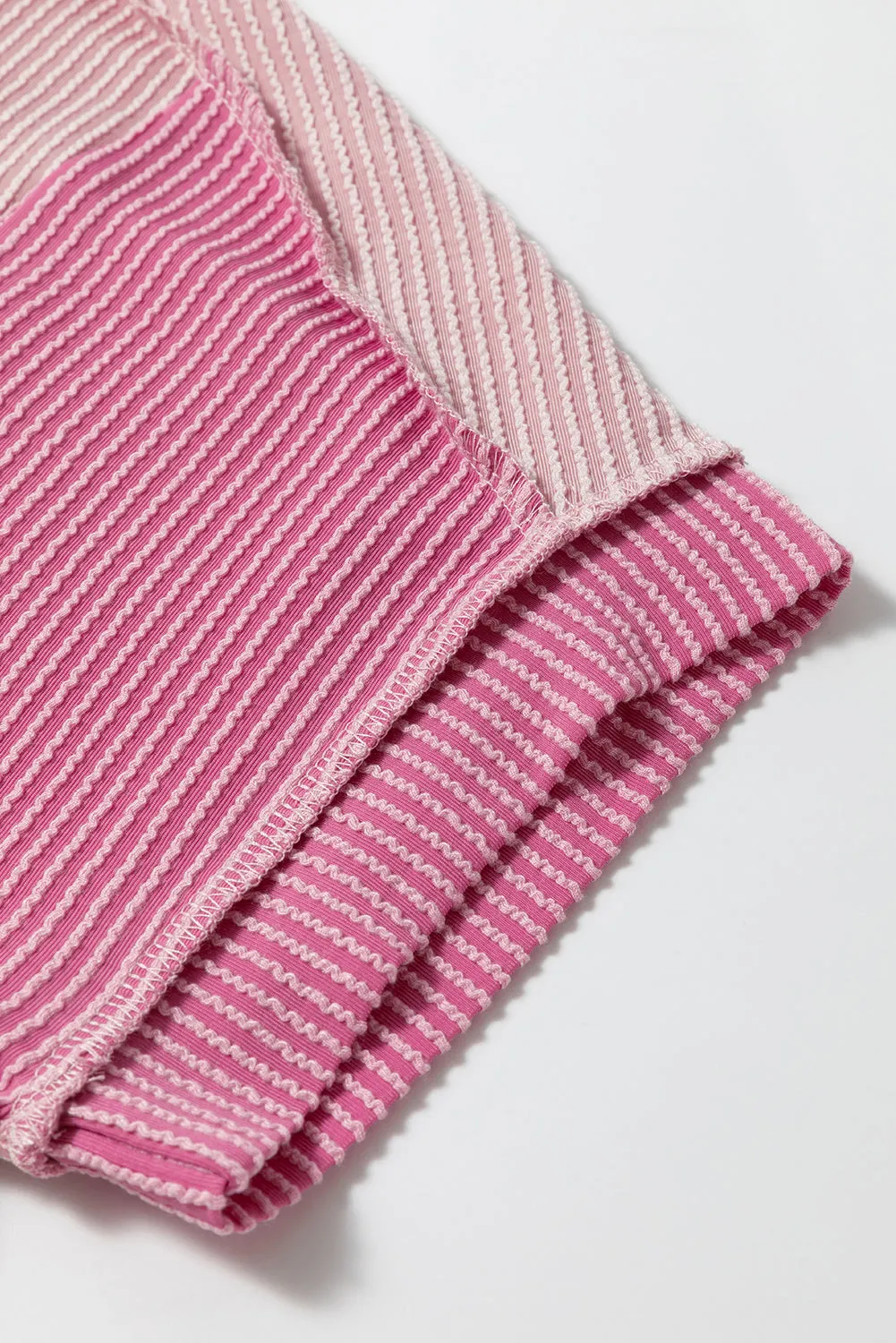 Textured Colorblock Crew Neck T Shirt
