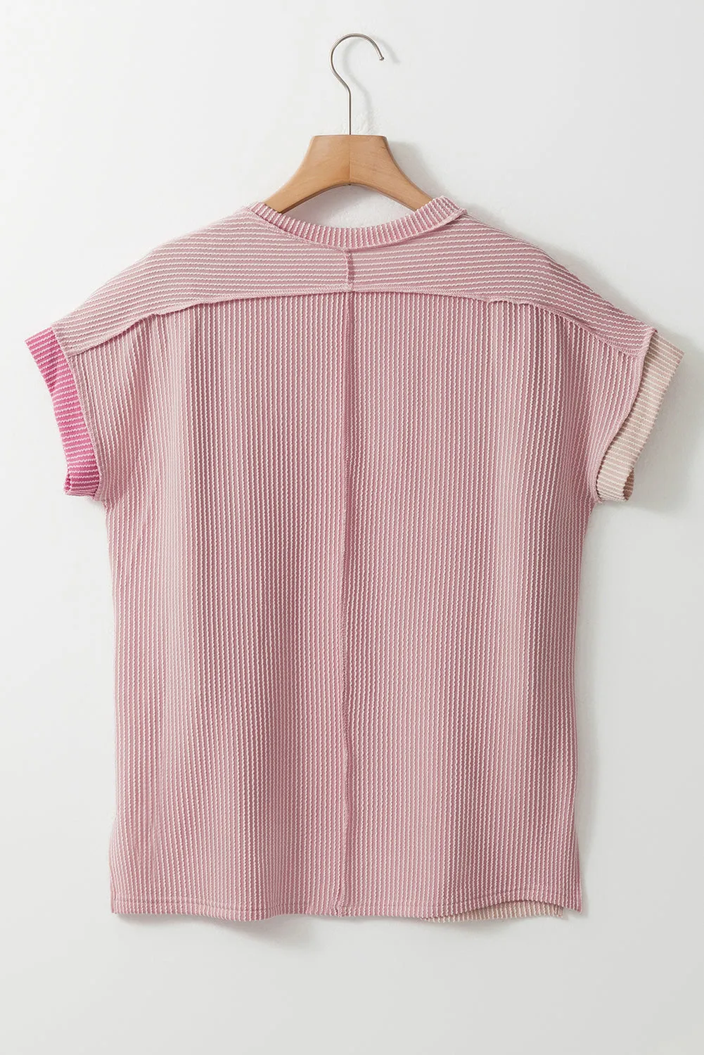 Textured Colorblock Crew Neck T Shirt