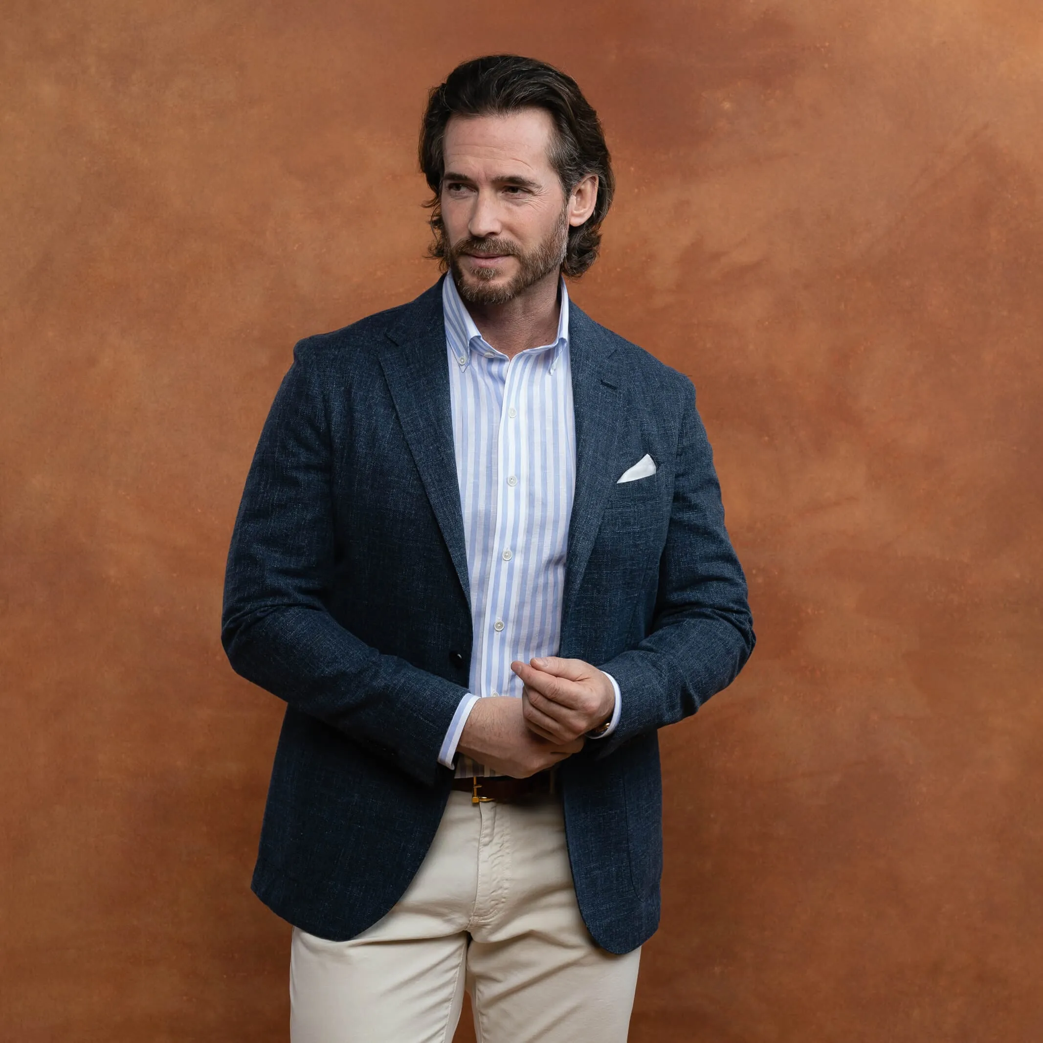 The Light Blue Heather Emerick Cotton Linen Custom Shirt