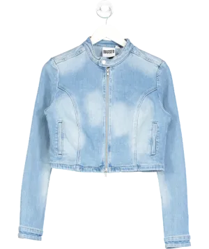 The Ragged Priest Blue Cropped Zip Up Denim Jacket UK 10