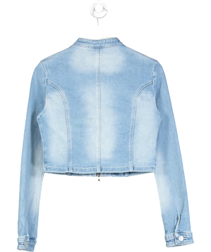 The Ragged Priest Blue Cropped Zip Up Denim Jacket UK 10