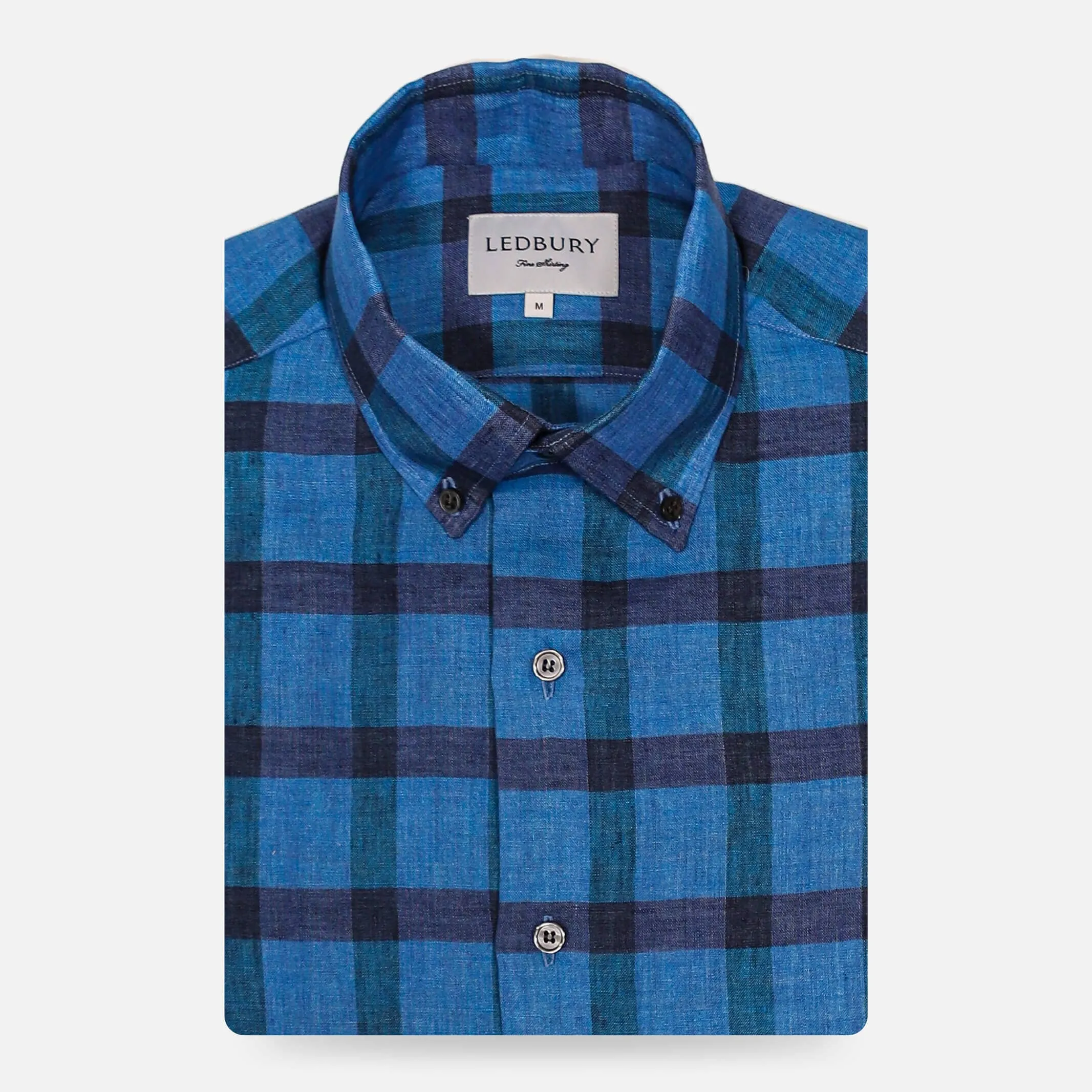 The Sapphire Short Sleeve Reardon Linen Check Custom Shirt