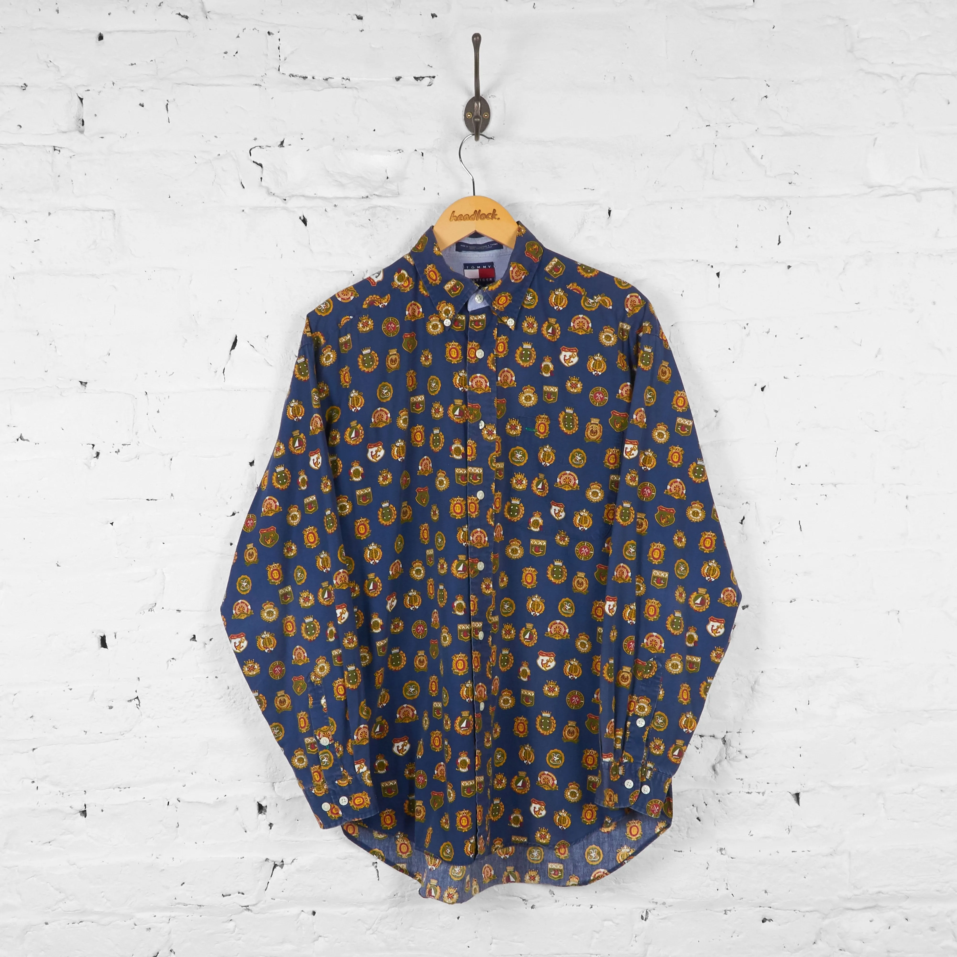 Tommy Hilfiger Crests Badges Pattern Shirt - Blue - M
