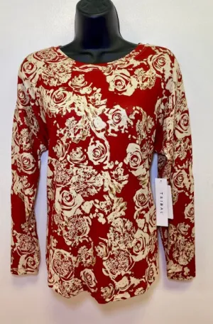 Tribal Crew Neck Top Scarlet