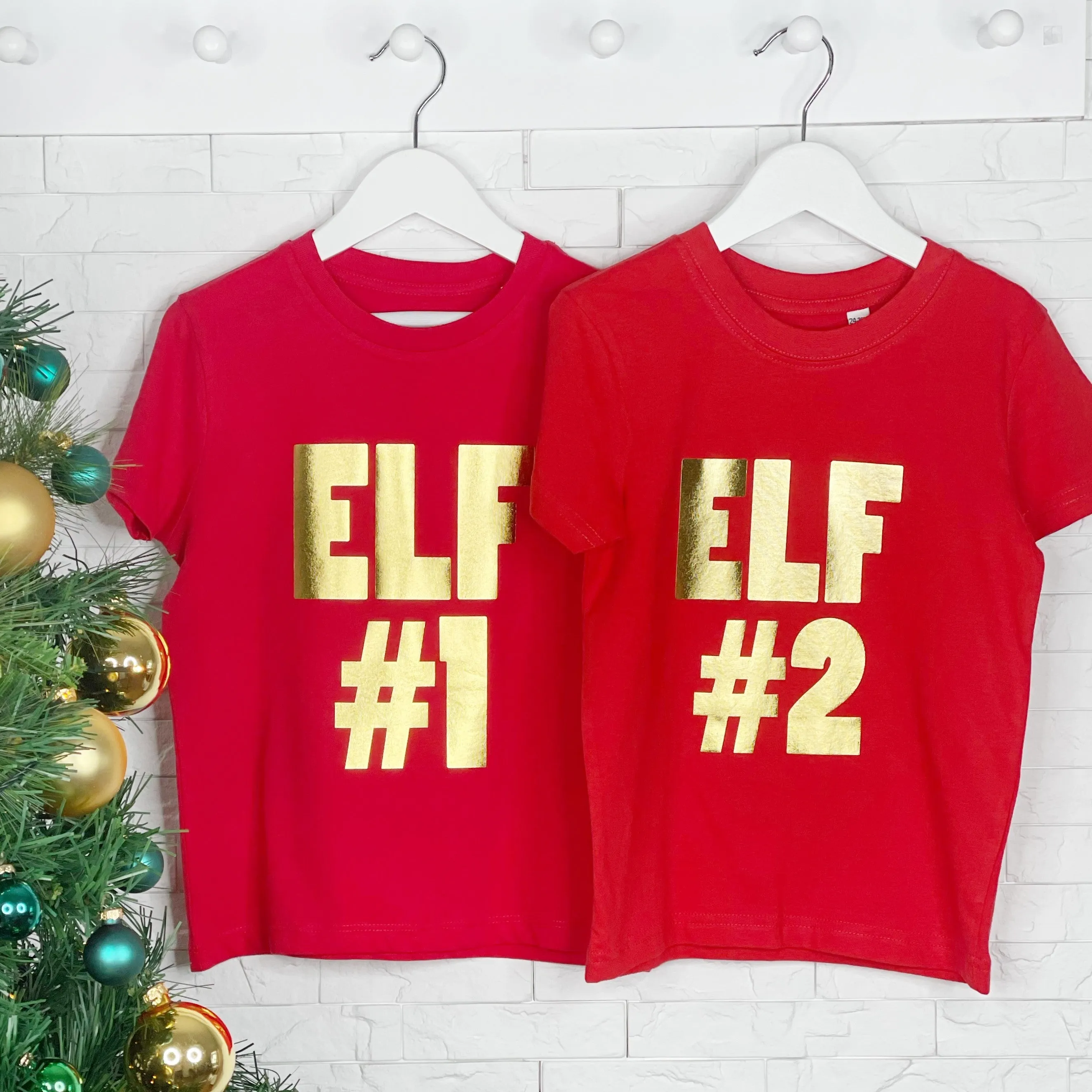 Two Little Elves Matching Kids T Shirt And Babygrow