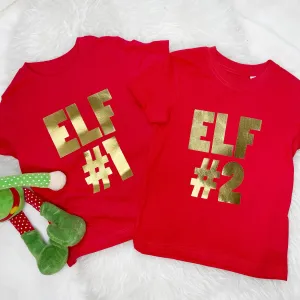 Two Little Elves Matching Kids T Shirt And Babygrow