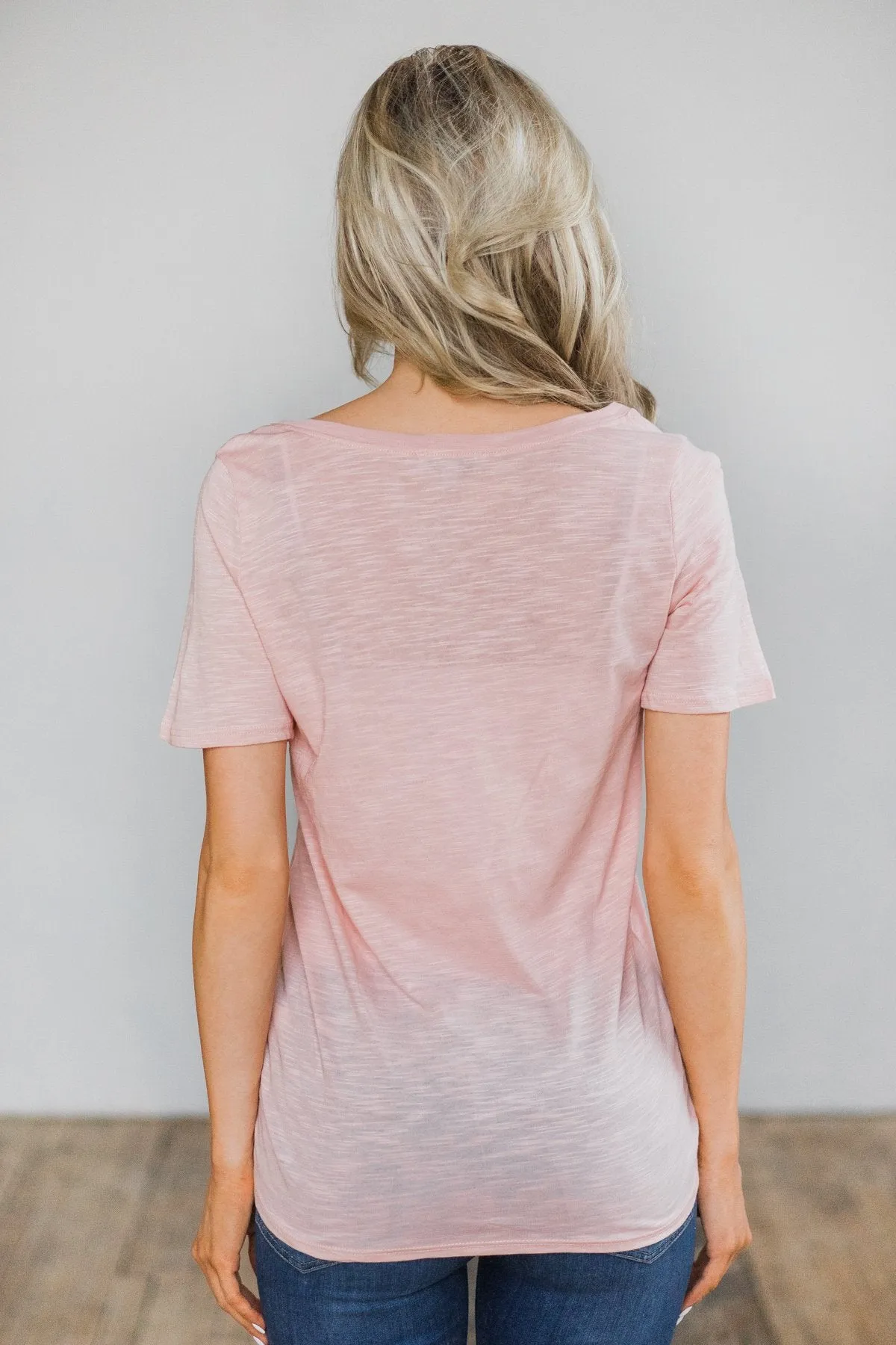 V-Neck Pocket Top- Desert Pink