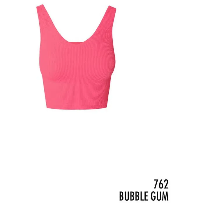 V Neck Ribbed Cropped Top