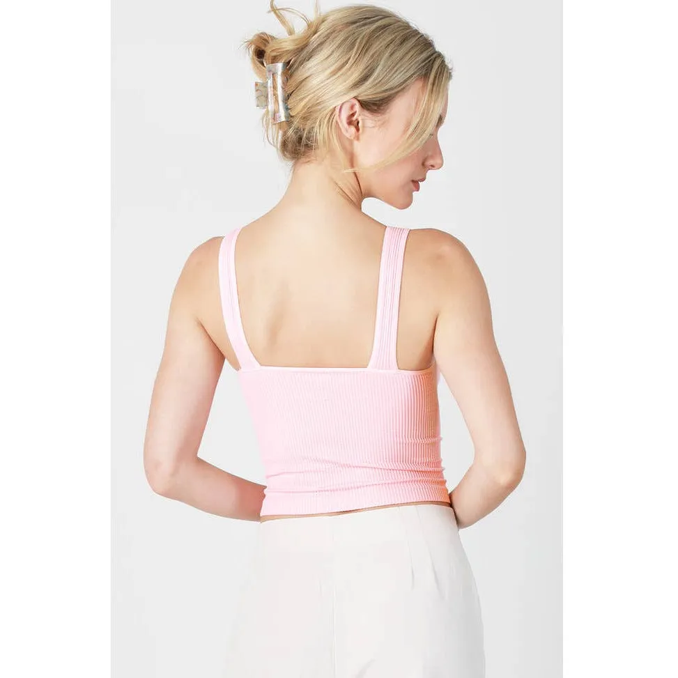 V Neck Ribbed Cropped Top