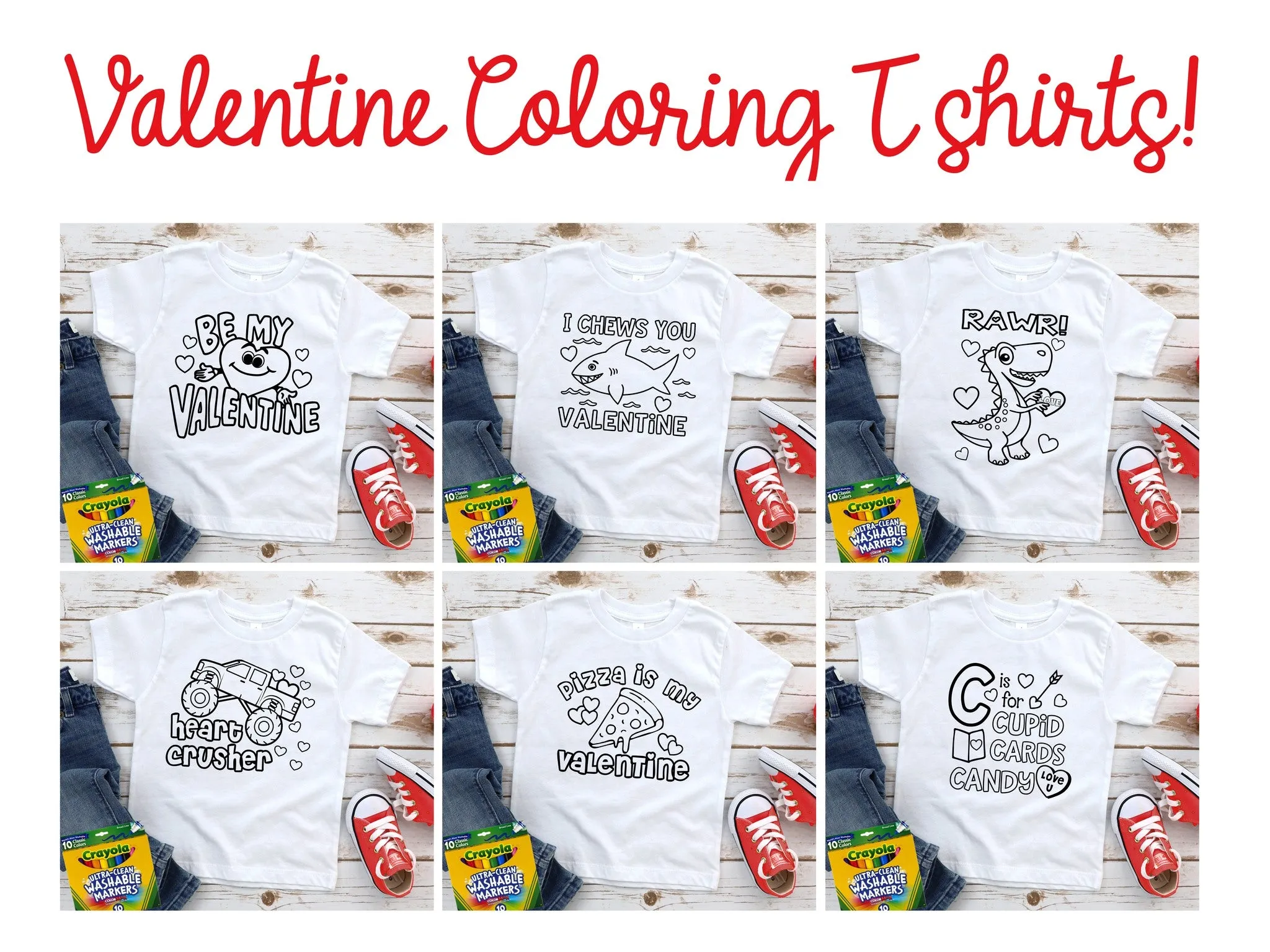 Valentine Coloring T Shirts - Youth Sizes