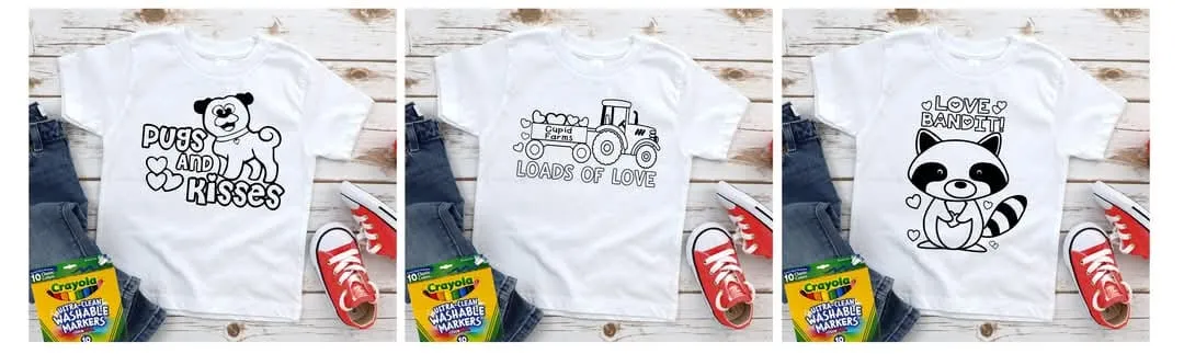 Valentine Coloring T Shirts - Youth Sizes
