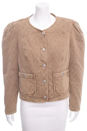 Veronica Beard Taupe Denim Quilted Jacket SZ L