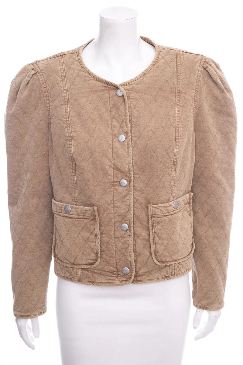 Veronica Beard Taupe Denim Quilted Jacket SZ L