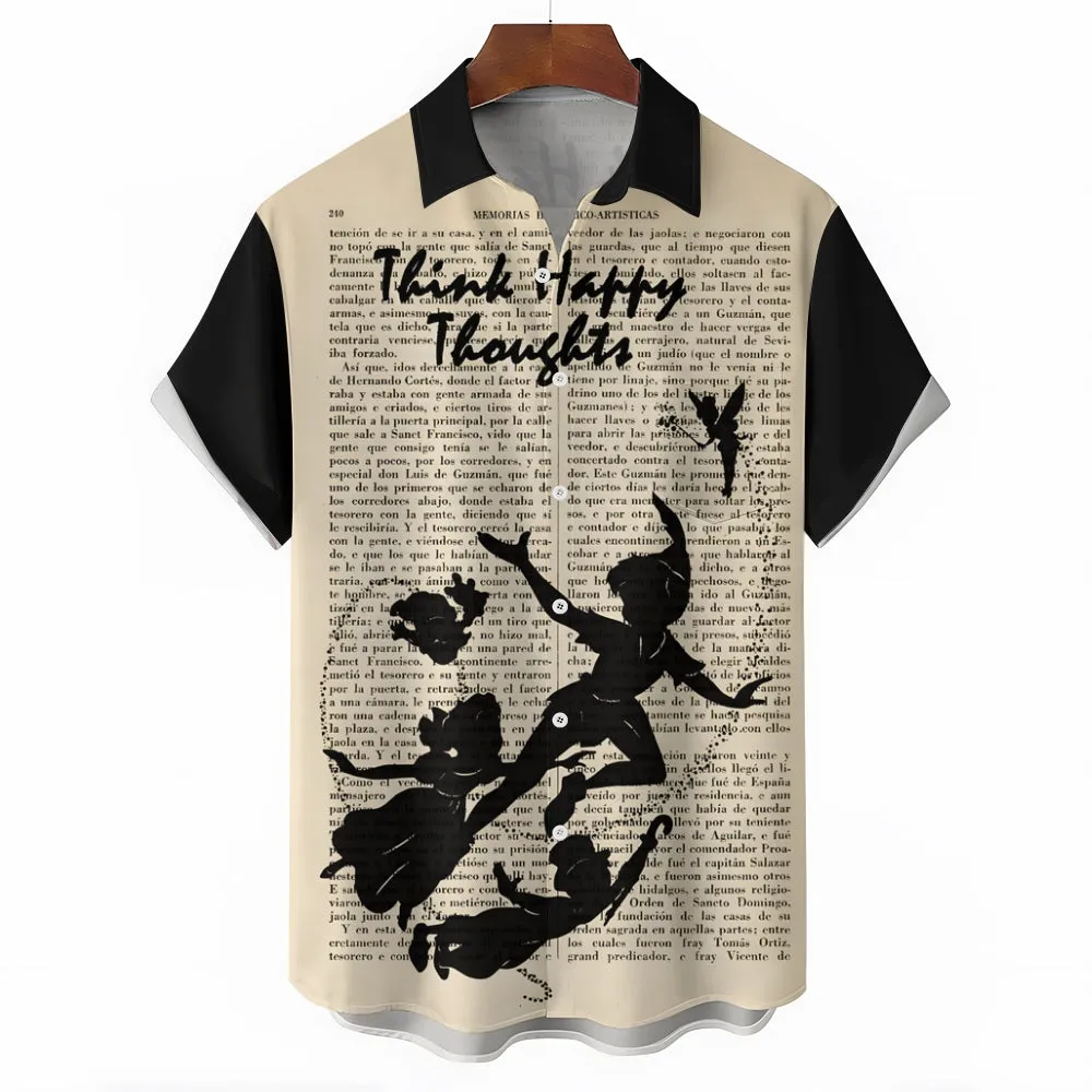 Vintage Fairy Tale Book Magic Silhouette Short Sleeve Shirt 2409005621