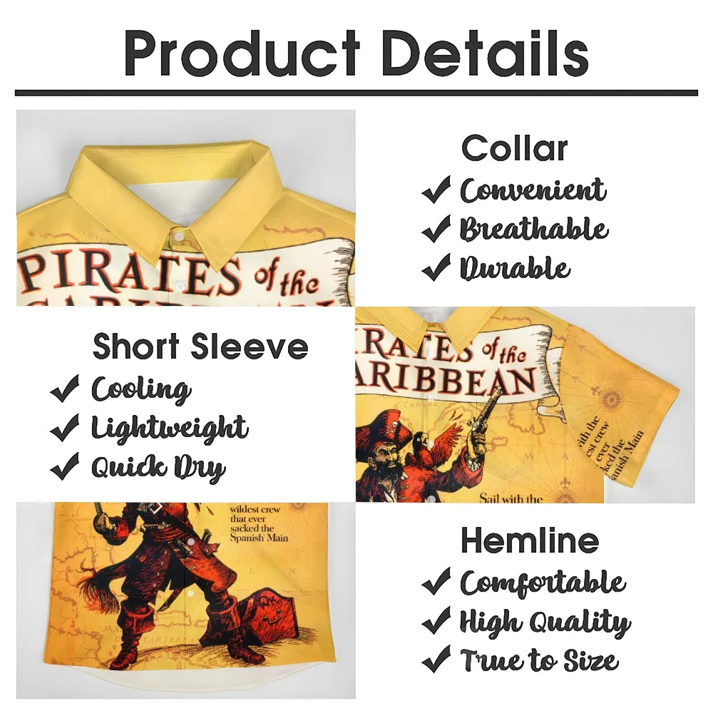 Vintage Poster Pirate Print Short Sleeve Shirt 2410008814