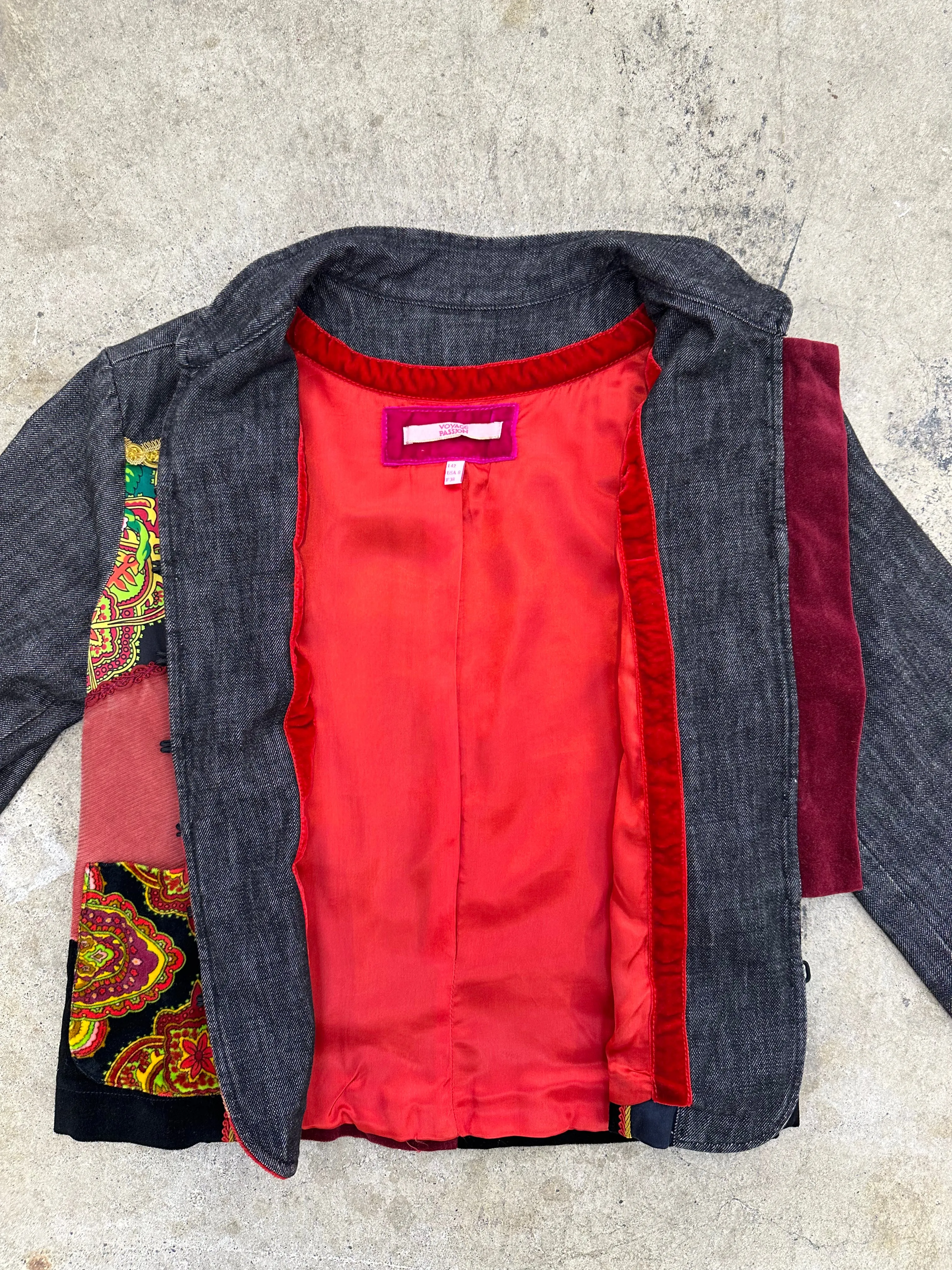Voyage Passion Denim & Velvet Patchwork Jacket