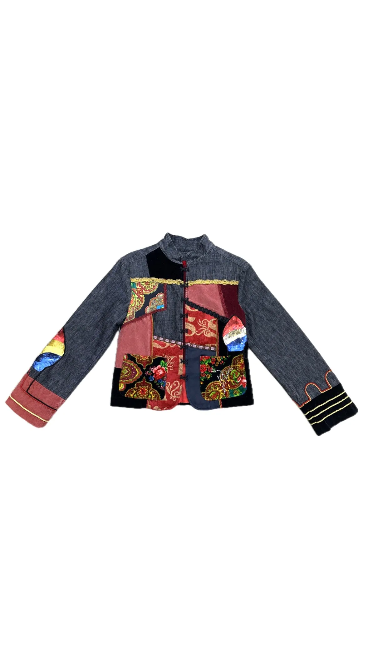 Voyage Passion Denim & Velvet Patchwork Jacket