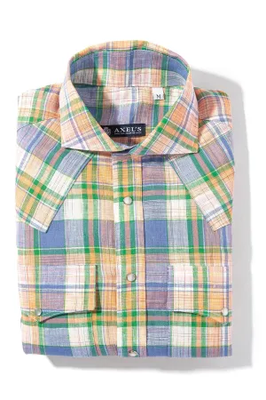 Western Linen In Orange Purple and Green