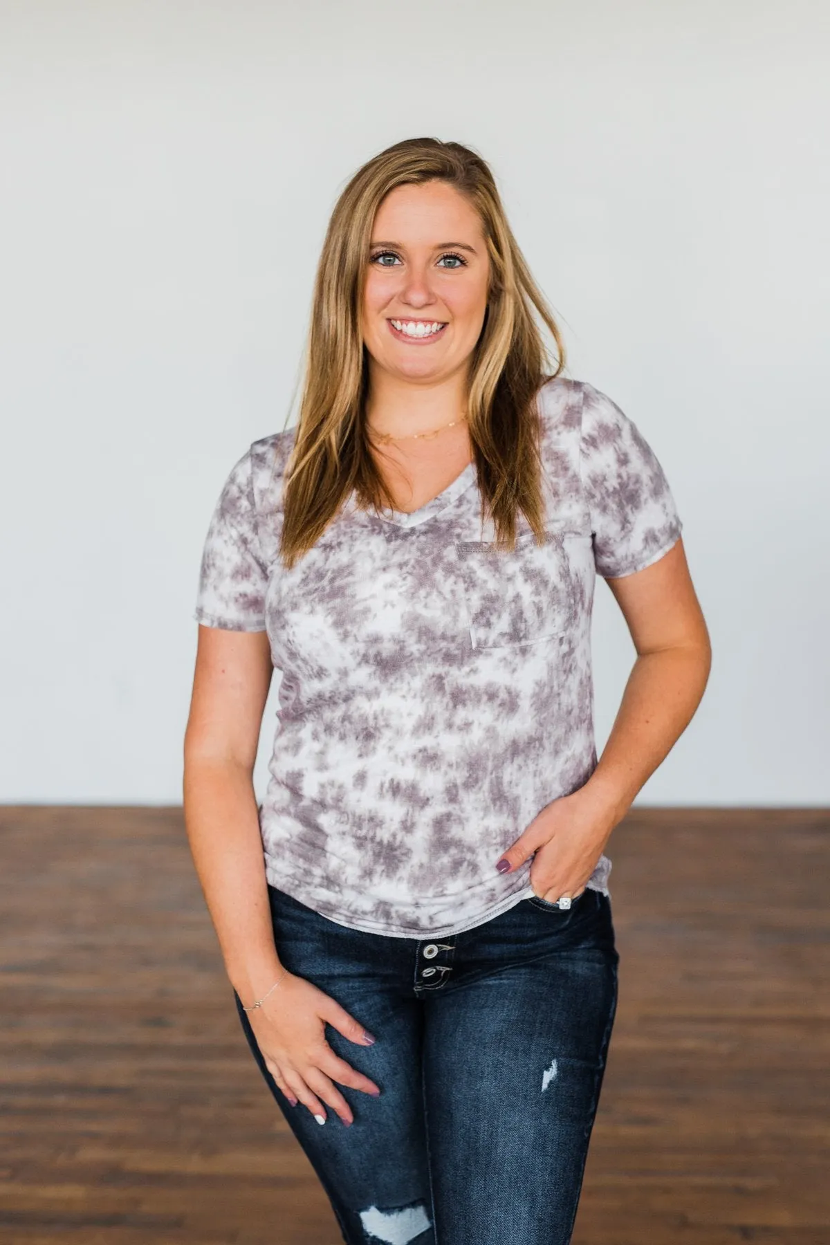 What Is Love V-Neck Tie Dye Top- Mocha