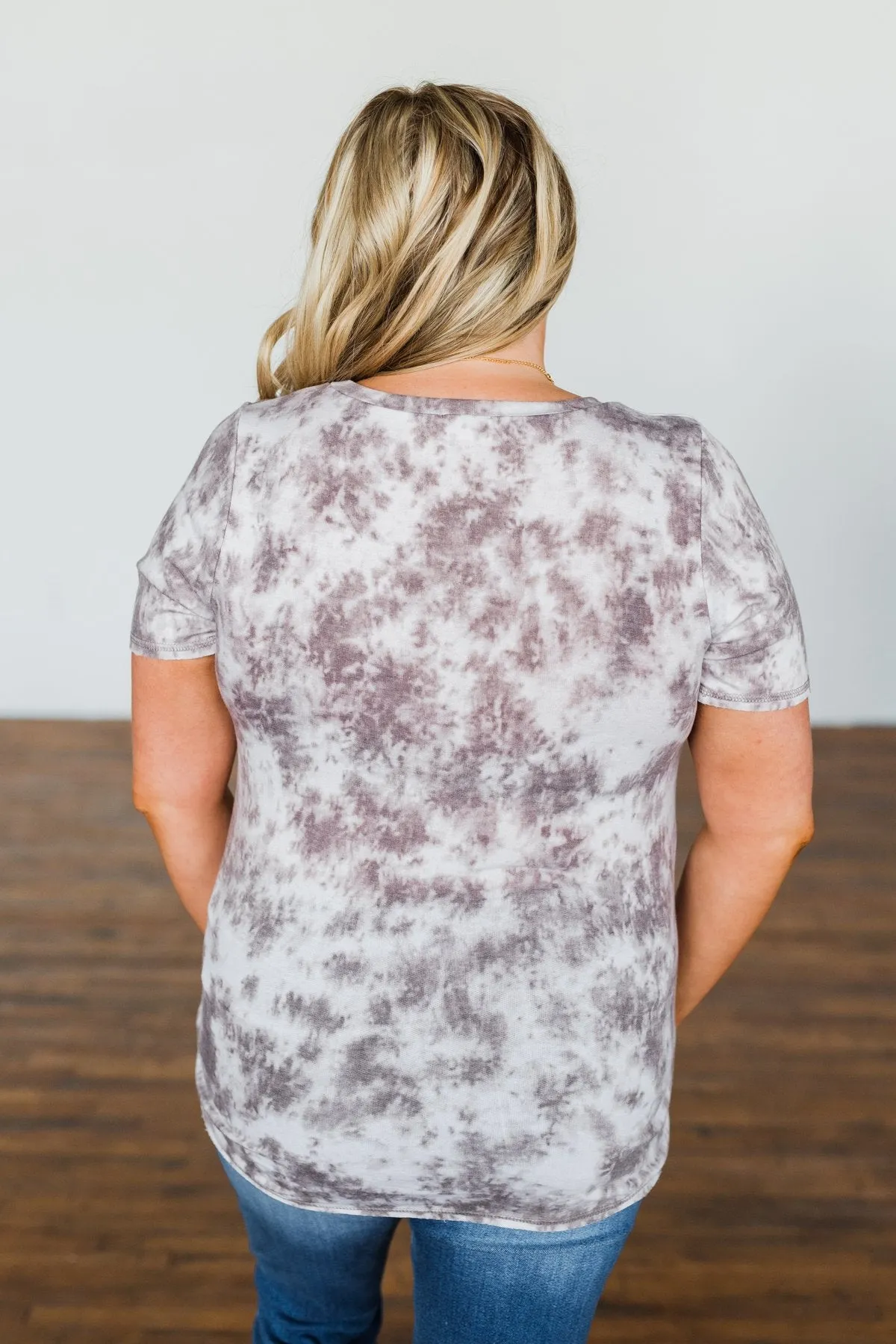 What Is Love V-Neck Tie Dye Top- Mocha